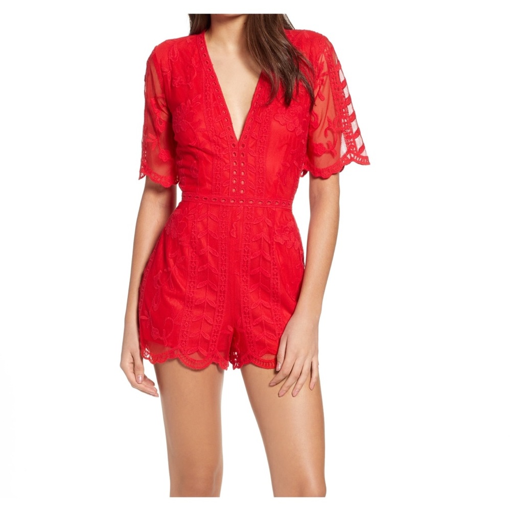 SOCIALITE red lace romper